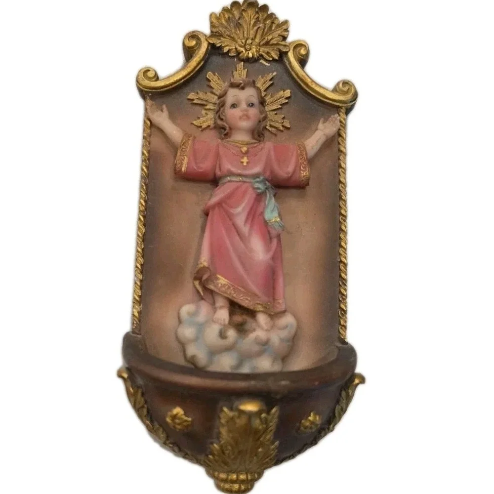 VTG Divino Nino Jesus Holy Water Font Wall Hanging Statue Grandmacore Kitsch